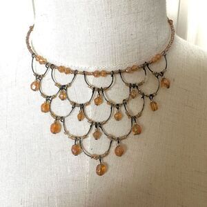 Brown beaded choker necklace